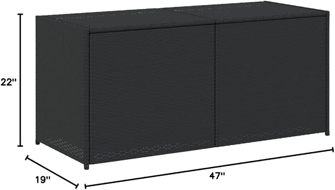 74.8 Gal Black Garden Storage Box with Removable Waterproof Bag PE Rattan Patio Furniture Deck Box for Pool Toys Cushions Outdoor Organizer