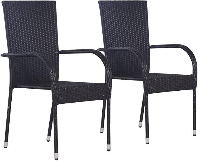 vidaXL Patio Dining Set 3 Piece, Outdoor Dining Table and Chairs, Patio Furniture Set, Conversation Set for Garden, Farmhouse, Black