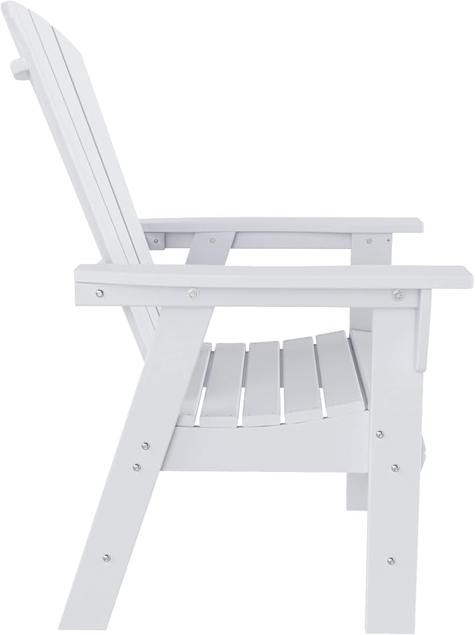 WestinTrends Dylan Adirondack Patio Dining Set for 6, All Weather Poly Lumber Outdoor Table and Chairs Set of 4, 71" Trestle Table and Adirondack Dining Chair with Dining Bench, White