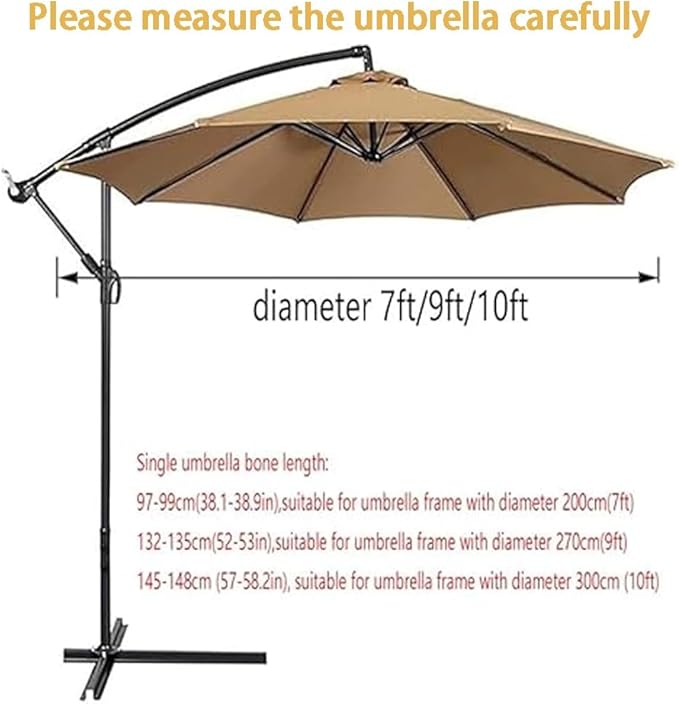7ft/9ft/10ft Parasol Umbrella Canopy Replacement, Patio Umbrella Replacement Cover, 8 Ribs/6 Ribs Parasol Top Replacement Cloth(Lake Blue,270cm/9ft-6ribs)