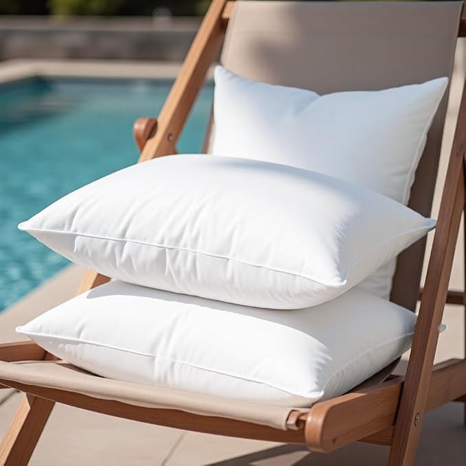 20x20 Outdoor Pillow Inserts Set of 4 Large Size Waterproof Square White DecorativeThrow Pillow Inserts for Indoor Couch Sofa Beds Cushions Outdoor Patio Furniture Cushions