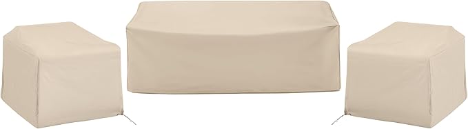 Crosley Furniture Patio Furniture Covers, Waterproof 3-Piece Cover Set for Outdoor Chairs and Sofa, Tan