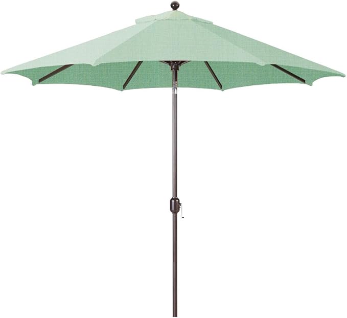 Galtech Deluxe Auto Tilt Market Umbrella, 9ft - Outdoor Patio, Deck, Pool, Backyard Stand Alone Umbrella - Octagon, Heavy Duty w/Bronze Frame & Sunbrella Fabric (Spa)