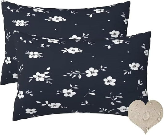 Outdoor Pillows Waterproof Set of 2 Outdoor Pillow Covers 16x24 Inch, Dark Throw Pillows Flower Pillow Covers, Summer Garden Decorative Pillows Outdoor Pillows for Patio Furniture Car Home Decor-hs156