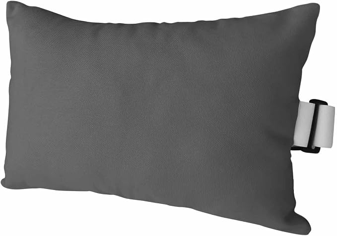Outdoor Pillow for Lounge Chair with Strap & Insert Dark Grey Pattern Recliner Head Pillow Pure Colour Waterproof Headrest Patio Lumbar Pillows for Beach Pool Office Chaise Chair 12x20 Inch