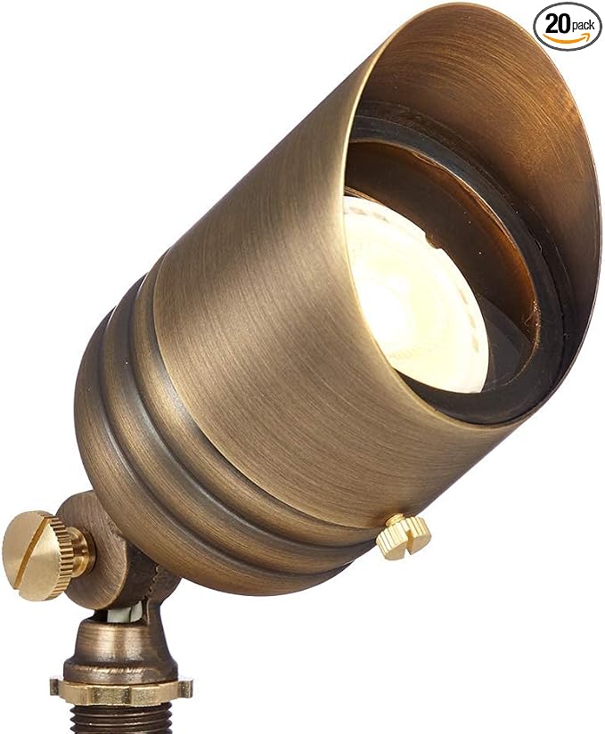 VOLT 20-Pack 12V Fat Boy Bronze Outdoor Spotlight & 5W 3000K MR16 LED Bulb | Solid Brass, 400 Lumens of Modern White Light, Low Voltage, Ideal for Uplighting of Yard, Garden, Trees & House