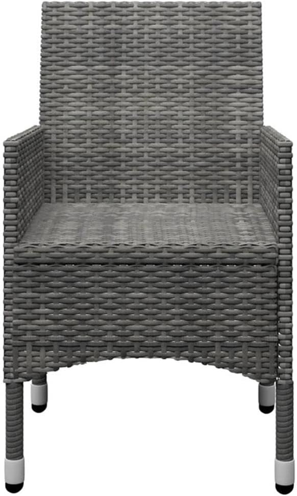 Afuera Living 7-Piece Patio Dining Set, Solid Acacia Wood Table, Powder-Coated Metal Frame, Oiled Gray Finish, Cushioned Rattan Chairs, Weather-Resistant Outdoor Seating for Garden or Backyard Use