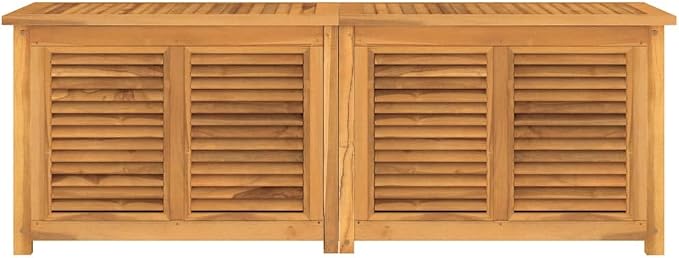 Solid Teak Wood Patio Storage Box with PE Bag 59.1x19.7x21.7 Inch Outdoor Indoor Furniture for Garden Deck Poolside Organizer