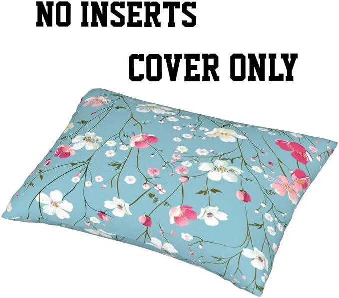 Outdoor Pillows Waterproof Set of 2 Outdoor Pillow Covers 16x24 Inch, Blue Throw Pillows Flower Pillow Covers, Summer Garden Decorative Pillows Outdoor Pillows for Patio Furniture Car Home Decor -hs42