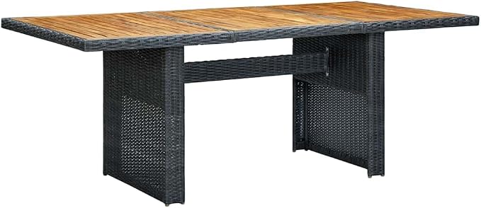 7 Piece Patio Dining Set with Cushions Poly Rattan Dark Gray Outdoor Rattan Furniture Set for Garden Backyard Dining Table with 6 Chairs