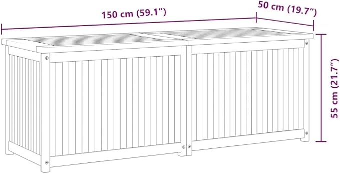 Outdoor Storage Box 59.1x19.7x21.7 Inch Teak Wood Patio Chest with Easy Open Lid, Large Garden for Cushions Tools Accessories, Weather Resistant Deck Box for Backyard Poolside
