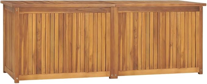 Wooden Patio Storage Box, Outdoor Storage Container, Wood Storage Box, Wooden Portable Deck Box & Outdoor Container, 59.1"x19.7"x21.7" Solid Wood Teak,-115