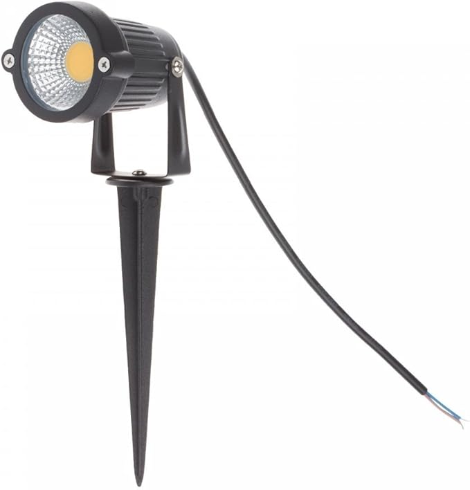 LemonBest® High Power Outdoor Decorative Lamp Lighting 5W COB LED Landscape Garden Wall Yard Path Light Warm Cool White DC 12V w/Spiked Stand, Pack of 2 (Warm White)