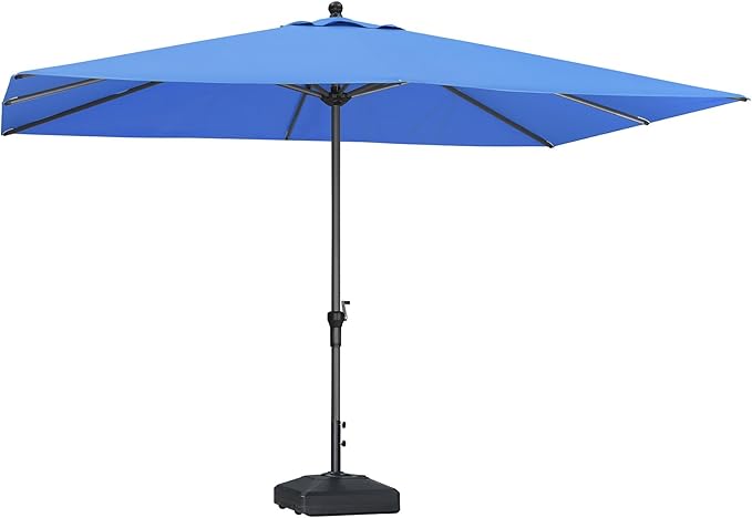 PURPLE LEAF 11.5' x 8' Patio Market Umbrella Outdoor Table Sun Umbrellas with Crank 8 Aluminum Sturdy Ribs for Pool Deck Backyard Beach Sky Blue