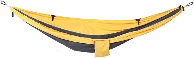 Breathable Hanging Chair Bed, 260x140cm Dual Use Portable Hammock Swing, Garden Hammock with Steel Buckle for Camping Courtyard Corridor Outdoor (Yellow Gray)