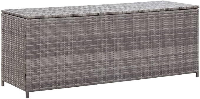 Patio Storage Box Gray,Outdoor Storage Box,Patio Box,Terrace Tables and Chairs,Porch Storage Box,Toy Box,for Home,Garden,Patio,Pool,Back-Yard,Lawn,59.1"x19.7"x23.6" Poly Rattan
