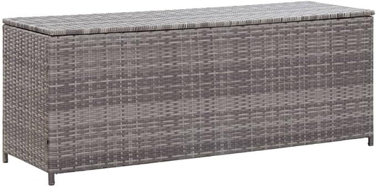 Patio Storage Box Gray,Outdoor Storage Box,Patio Box,Terrace Tables and Chairs,Porch Storage Box,Toy Box,for Home,Garden,Patio,Pool,Back-Yard,Lawn,59.1"x19.7"x23.6" Poly Rattan