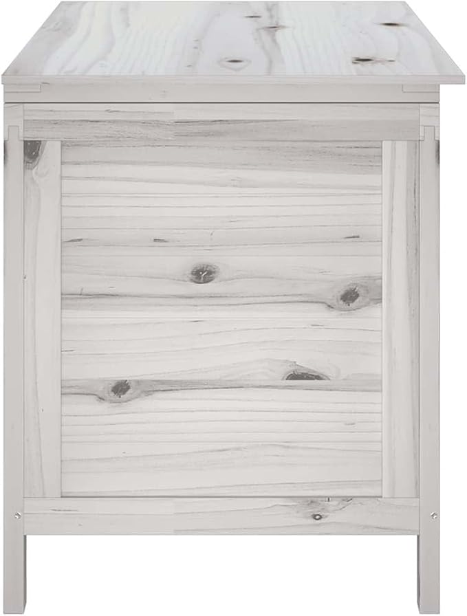Outdoor Storage Box 39x19.5x23 Inch White Garden Deck Chest Solid Fir Wood Furniture for Cushion Patio Backyard Organization