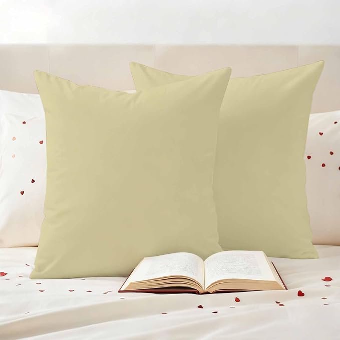 Outdoor Pillow Covers 26 x 26 Inches, Yellow Solid Color Waterproof Throw Pillow Cover Set of 2, Aesthetics Contemporary Luxury Decorative Square Cushion Covers for Patio/Couch/Garden