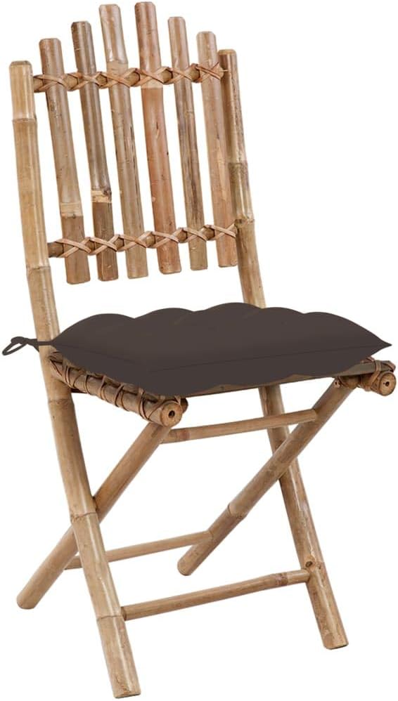 Foldable Bamboo Outdoor Dining Set with Cushions, 5 Piece Patio Table and Chairs Set for Al Fresco Dining