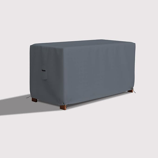 Covers & All Patio Deck Box Cover - Heavy Duty 12 Oz Waterproof Outdoor Yard Cushion Storage Box Protection 100% Weather Resistant with Air Pockets and Drawstring. (52" W X 27" D X 27" H, Grey)