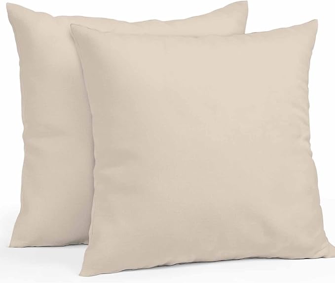 Pack of 2 Beige Outdoor Pillow Covers Decorative, Pure Color Waterproof Pillow Protector, Farmhouse Beige Throw Pillowcases Accent Cushion Cases for Patio Couch Sofa 20"x20"