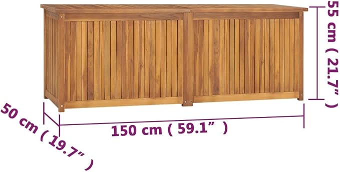 Patio Storage Box Outdoor Solid Teak Wood Deck Box Wooden Outdoor Storage Organization Box with Lid Storage Bench and Waterproof Lining for Garden,Patio,Backyard,59.1"x19.7"x21.7" -AA