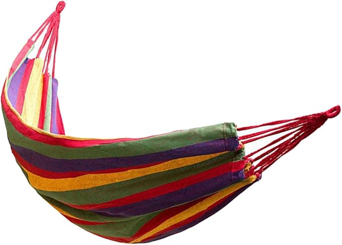 SEWACC Double Thickened Canvas Hammock Swing for Two with Hanging Ropes, 280X150Cm Outdoor Camping Swing Sleeping Bed in Red, Portable Garden Hanging Sleeping Bed