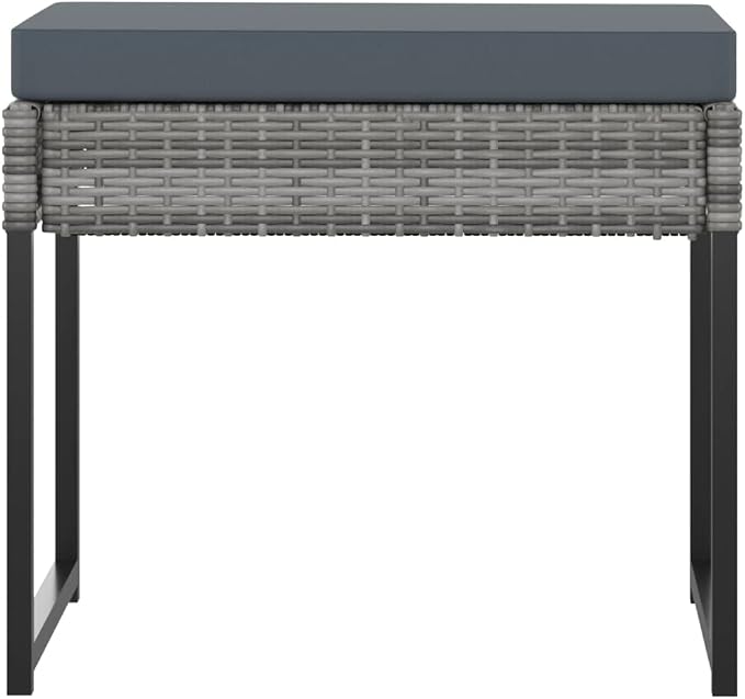 9-Piece Patio Dining Set, 8-Person Gray PE Rattan Outdoor Sectional Furniture with Tempered Glass Table, 4 Chairs, 4 Stools, and Anthracite Thick Cushions for Backyard, Garden and Porch