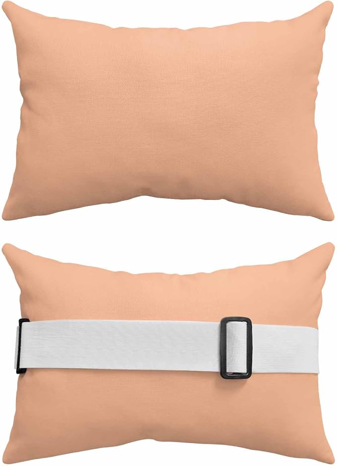 Outdoor Waterproof Lumbar Pillow Peach Fuzz Pink Waterproof Headrest Pillow Lumbar Pillows with Insert & Adjustable Elastic Strap Simple Style Pillows for Patio Beach Pool Chaise Chair 1 Pack 11x16