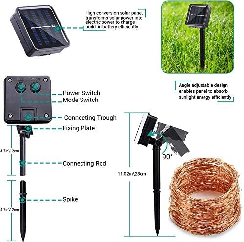 Lomotech Solar Fairy Lights Outdoor, 2 Pack Total 66ft 200 LED,Green | Solar String Lights Waterproof 8 Modes Twinkle Lights for Outdoor, Patio, Garden, Yard, Party, Wedding, Tree Decoration