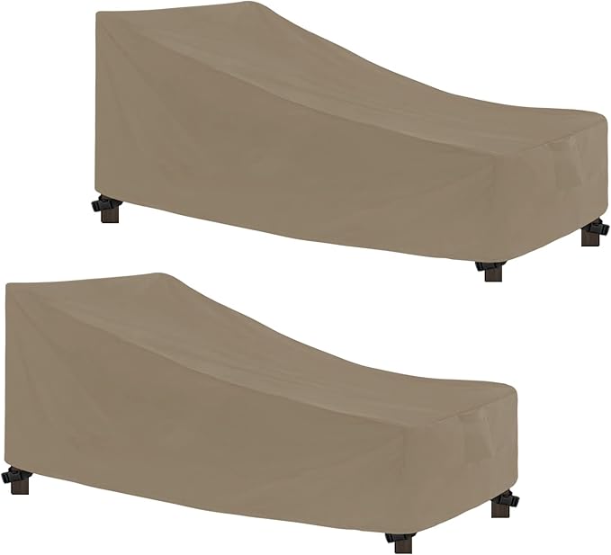 Easy-Going Waterproof Patio Lounge Chair Cover UV Resistant Outdoor Chaise Lounge Covers with Tape Sealed Seam(2 Pack-78Wx35.5Dx33H inch, Camel)