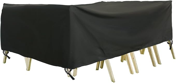 Outdoor Furniture Covers, Rectangular patio table cover, Waterproof for Outdoor patio set cover, Dining table cover, 126" W x 84" D x 31" H Black