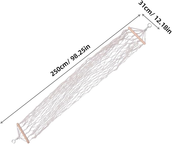 1pc Reticulated Cotton Rope Hammock Swing Chair with Wooden Stick Outdoor Leisure Bed for Camping Hiking Traveling Stylish and Hanging Chair