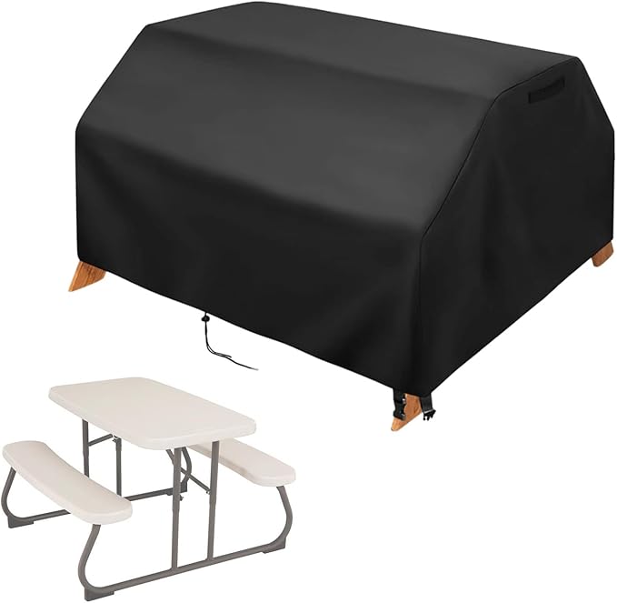 Kasla Kids Picnic Table Cover, Heavy Duty Waterproof, Fits Camping Table with Benches for Backyard, Patio, Lawn (33"W×37"D×22"H)