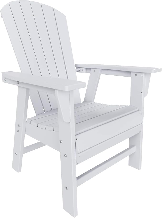 WestinTrends Dylan Adirondack Patio Dining Set for 6, All Weather Poly Lumber Outdoor Table and Chairs Set of 4, 71" Trestle Table and Adirondack Dining Chair with Dining Bench, White