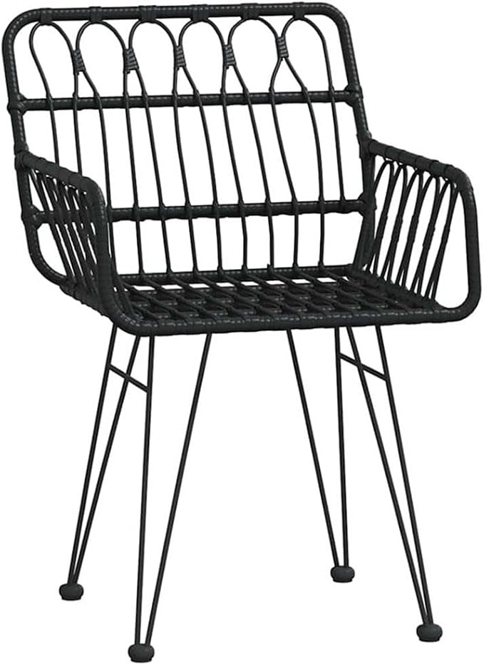 Afuera Living 5 Piece Poly Rattan Garden Dining Set, Black Powder-Coated Finish, UV-Resistant, Rectangular Design, Steel Frame, Weather-Ready Outdoor Patio Furniture for Gatherings or Everyday Use