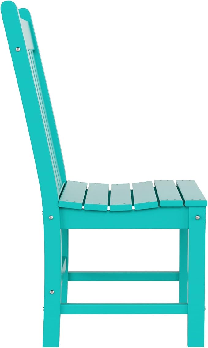 WO Home Furniture Adirondack Patio Dining Chair Table Bench Set of 6 PCS Rectangle Dinner Table Dining Armless Chairs (Turquoise)