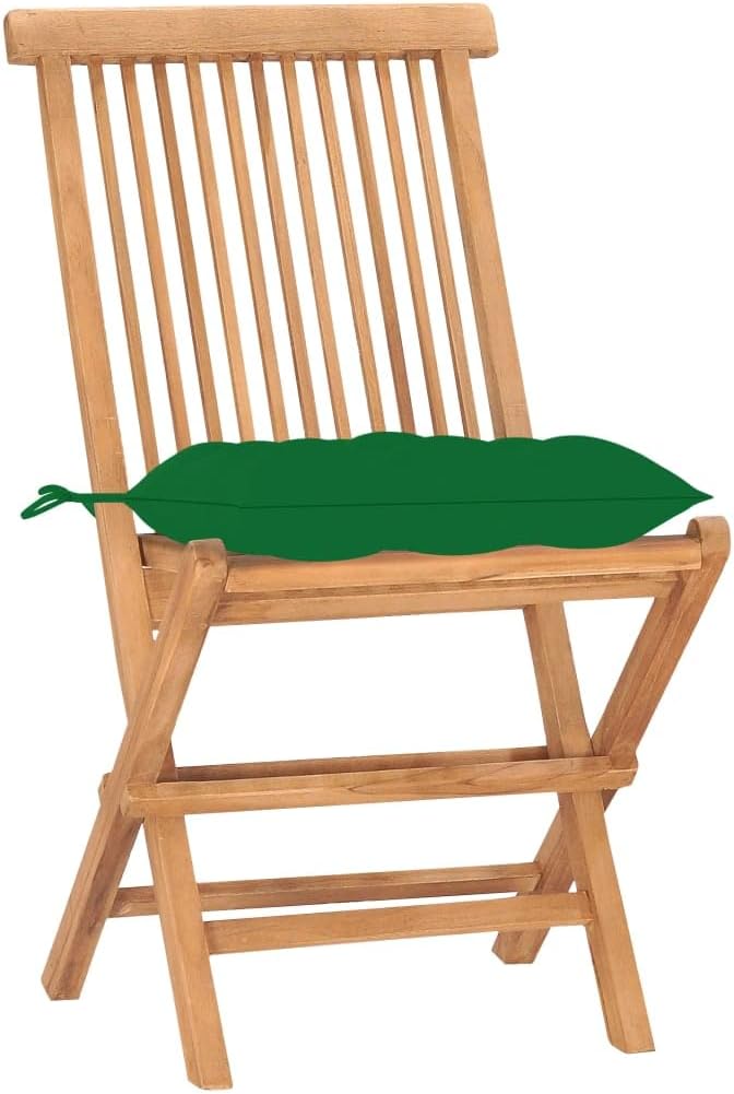 3 Piece Folding Patio Dining Set with Cushion Solid Teak Wood Outdoor Table and Chairs for Garden Deck Space Saving