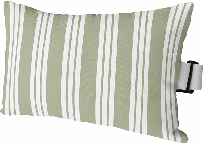 1PCS Outdoor Pillow for Chaise Lounge Chair Sage Green Stripes Country Waterproof Headrest Cushion with Insert Abstract Watercolor Art Adjustable Lumbar Pillow for Beach Patio Poolside Office,11x16in