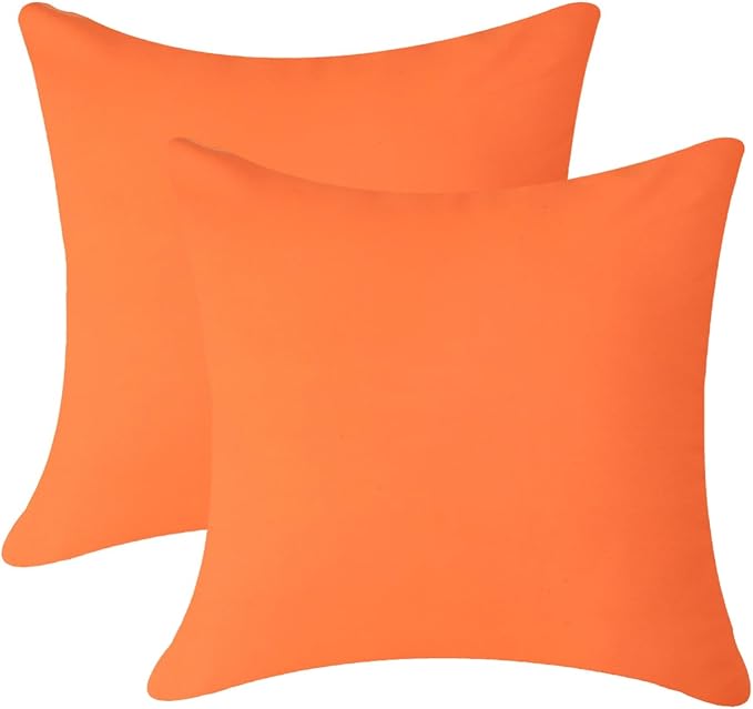 Pack of 2 Outdoor Waterproof Pillow Covers Decorative Throw Pillow Covers Furniture Cushion Cases Spring for Chair Patio Garden Couch Tent Balcony Sofa, Orange, 20"x20"