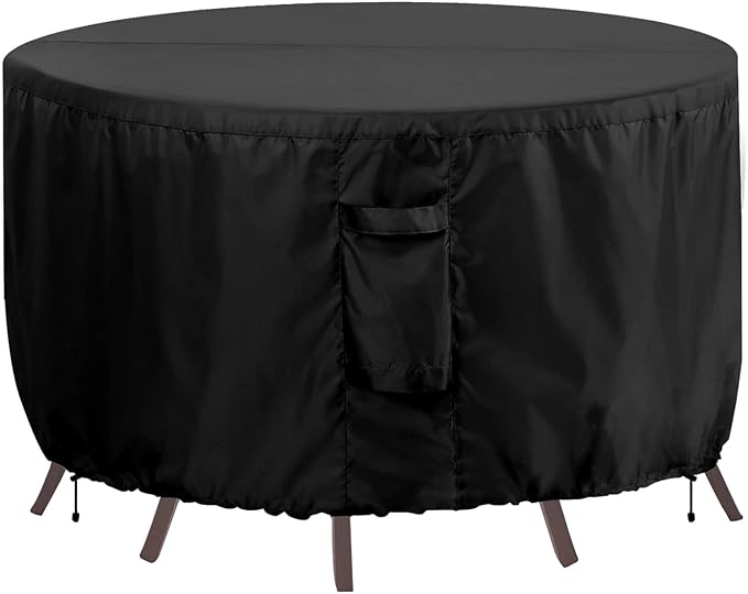 OutdoorLines Outdoor Waterproof Patio Table Furniture Set Covers - Round Couch Sectional Cover Outside Weatherproof Patio Furniture Covering for Deck, Lawn and Backyard 72"DIA x 28"H, Black
