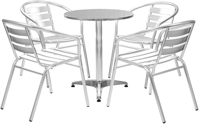 5 Piece Patio Dining Set,Garden Lounge Set,Combination Sofa,Pool Sofa Set,Conversation Sofa,Party Furniture,for Homes,Offices,Living Room,Cafes,Aluminum Silver