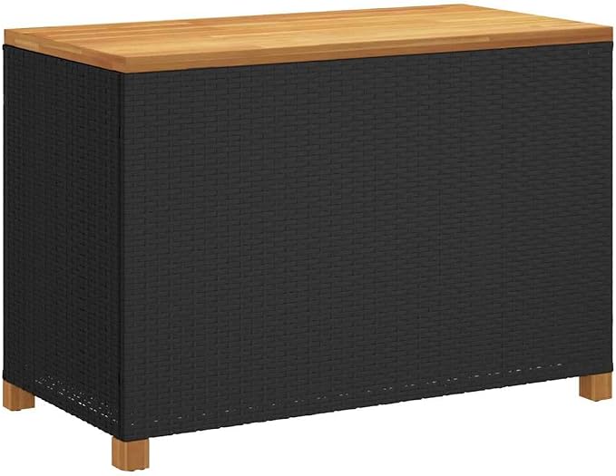 43" Deck Box Black Brown Outdoor Storage Box with Acacia Wood Frame 706 lbs Bench Seat for Patio Garden 21.7x43.3x24.8 in