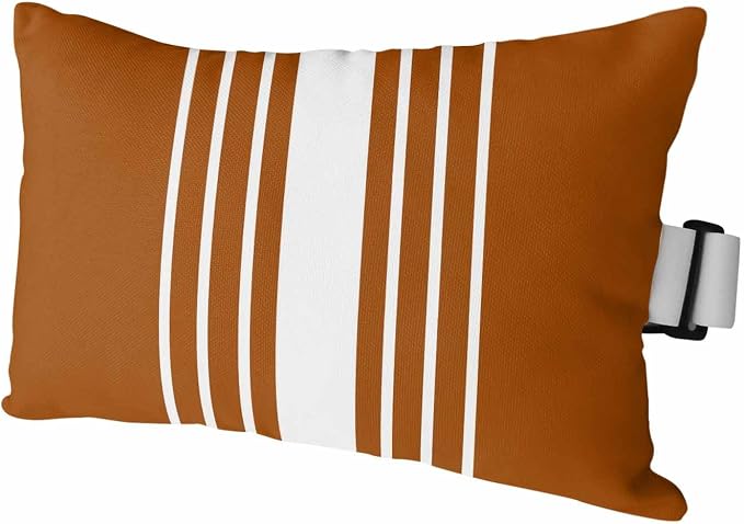 Outdoor Pillow for Chaise Lounge Chair Burnt Orange Stripe Headrest Pillow with Adjustable Elastic Strap Set of 1,12x20 inch, Modern Minimalist Style Waterproof Head Pillows for Patio Pool Beach