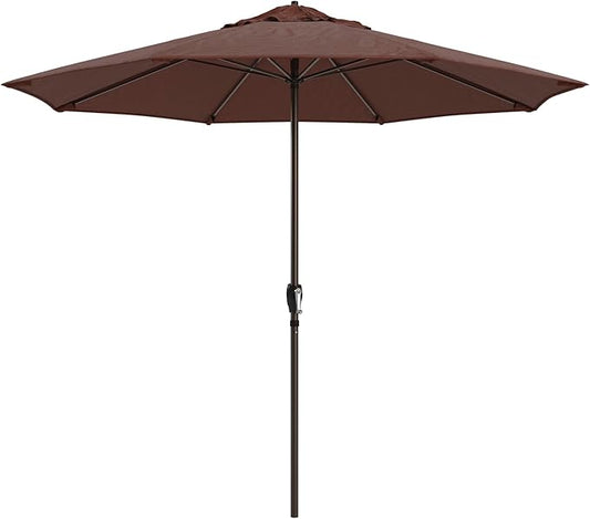 California Umbrella 8-Year Protection 9 Ft Outdoor Patio Umbrella, Solstice Fade-Resistant Fabric, Auto-Tilt, Heavy Duty Aluminum Frame, 8 Reinforced Ribs for Pool or Deck, Bronze Pole, Terracotta