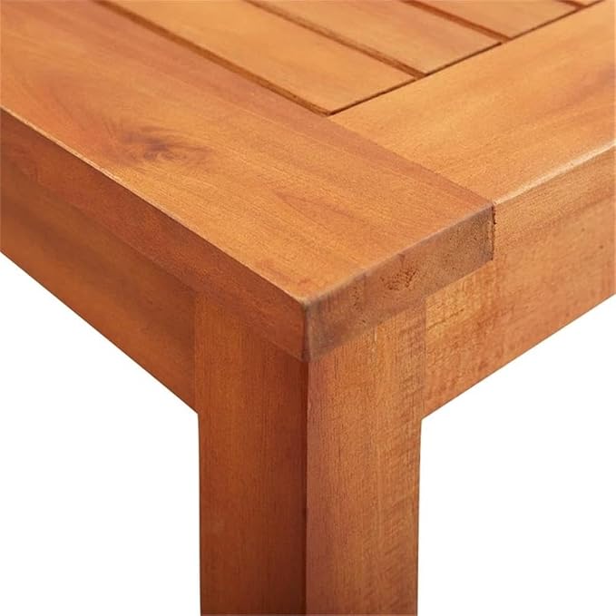 Afuera Living 5-Piece Acacia Wood Outdoor Dining Set, Brown Frame with Dark Gray Cushions, Weather-Resistant Fabric, Stackable Chairs, Oiled Finish, Garden Patio Furniture for Small Spaces