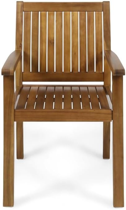 7-Piece Outdoor Acacia Wood Dining Set, 66.9" Rectangular Wooden Table and 6 Armchairs, Solid Wood Patio Furniture Group for Backyard, Garden, Deck and Poolside, Weather Resistant