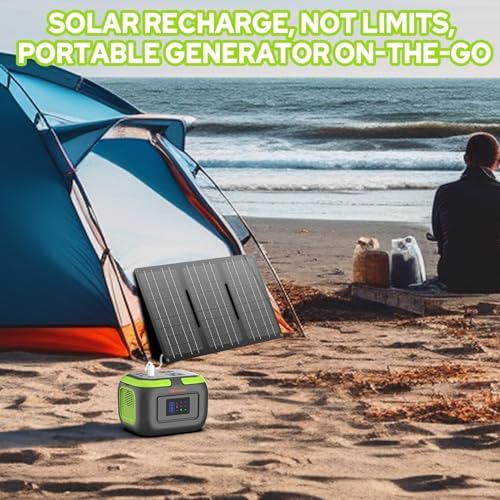 Portable Power Station with Foldable 40W Solar Panel, 300W Solar Powered Generator with Panels,110V AC Outlet Camping Solar Power Bank Generators Battery Pack for Laptop Home RV Outdoor Power Outage