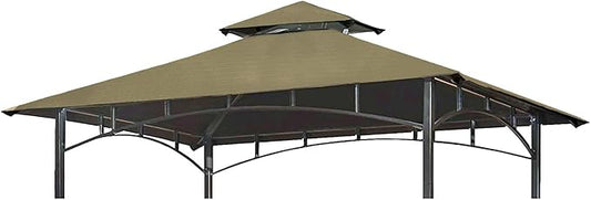 Grill Gazebo Replacement Canopy Top - Wonwon 5x8 Gazebo Roof Double Tiered Outdoor BBQ Roof Cover Grill Shelter Only Fit for Model L-GG001PST-F (Khaki Ripstop)